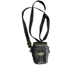 ICON Camera Case Black Faux Leather Shoulder Strap Belt Loop Lens Pocket